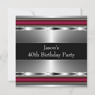 Invitation Fête d'anniversaire des 40 ans élégante noir rouge