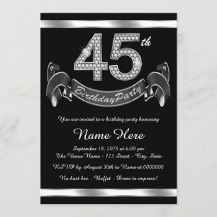 Invitation Fête d'anniversaire des 45 ans en argent