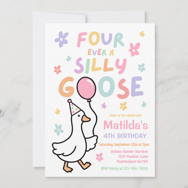 Invitation Fête d'anniversaire des 4 ans de Four Ever A Silly (Devant)