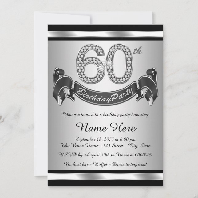 Invitation Fête d'anniversaire des 50 ans Black Silver (Devant)