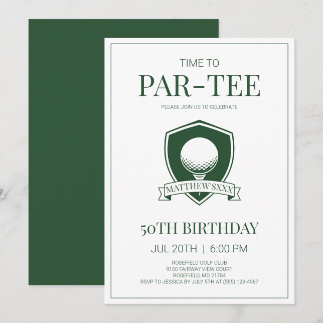 Invitation Fête d'anniversaire des 50 ans de golf Par-Tee Gre (Devant / Derrière)