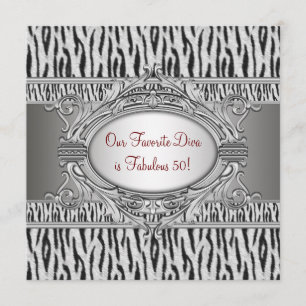 Invitation Fête d'anniversaire des 50 ans de la diva zèbre