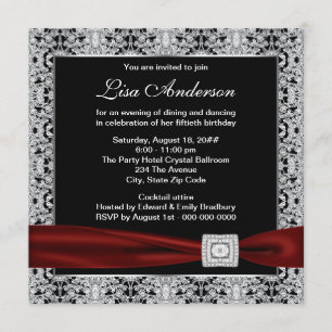 Invitation Fête d'anniversaire des 50 ans de la femme rouge c