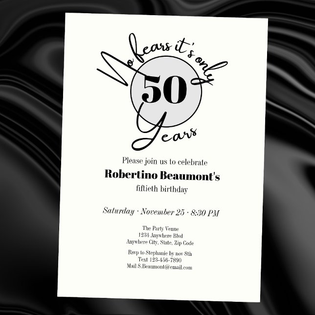 Invitation Fête d'anniversaire des 50 ans drôle et simple san (Créateur téléchargé)