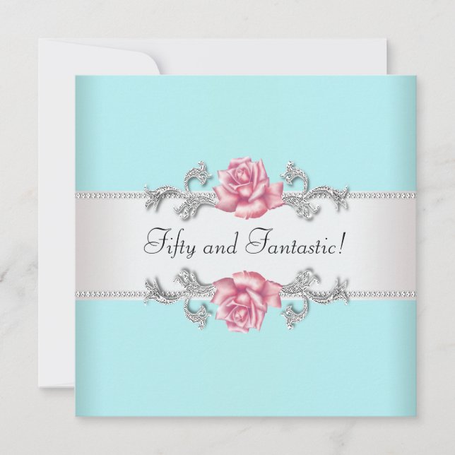 Invitation Fête d'anniversaire des 50 ans d'une femme avec de (Devant)