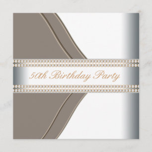 Invitation Fête d'anniversaire des 50 ans d'une femme or blan