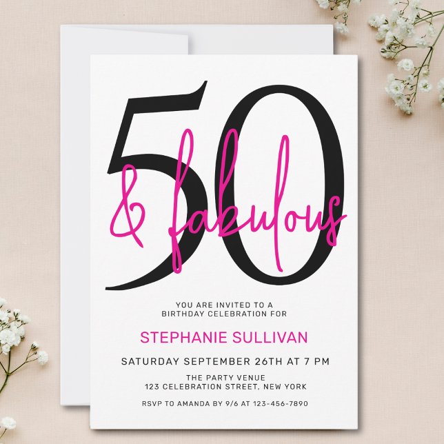 Invitation Fête d'anniversaire des 50 ans Fifty et Fabuleux (Créateur téléchargé)