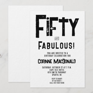 Invitation Fête d'anniversaire des 50 ans grunge 90's Fifty e