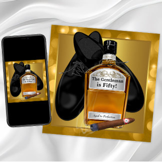 Invitation Fête d'anniversaire des 50 ans Mans Gold
