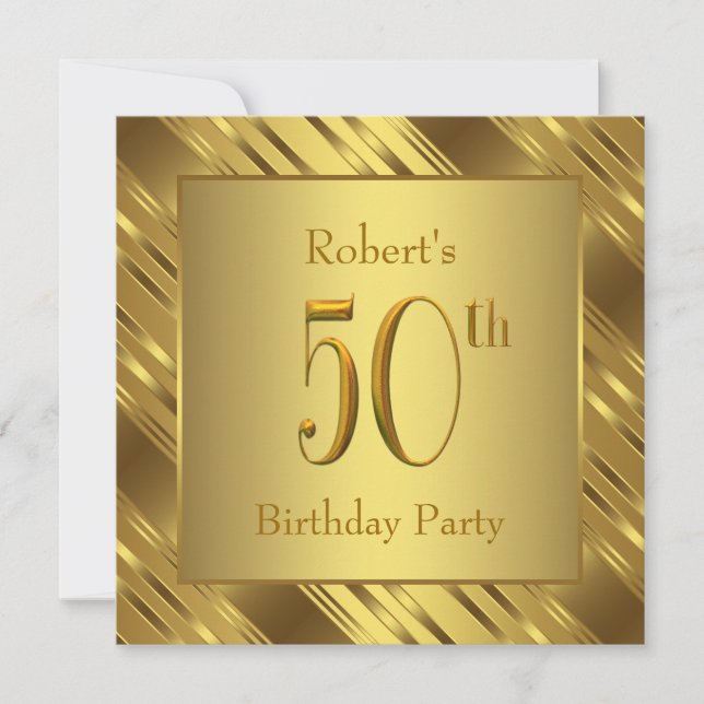 Invitation Fête d'anniversaire des 50 ans Mans Gold (Devant)