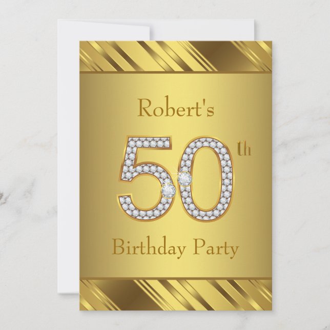Invitation Fête d'anniversaire des 50 ans Mans Pure Gold (Devant)