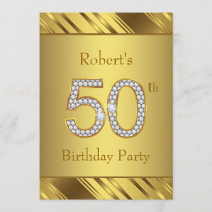 Invitation Fête d'anniversaire des 50 ans Mans Pure Gold
