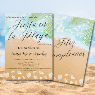 Invitation Fête d'anniversaire des 50 ans Plage de sable amus