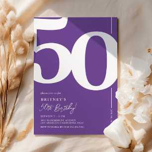 Invitation Fête d'anniversaire des 50 ans Purple Fifty