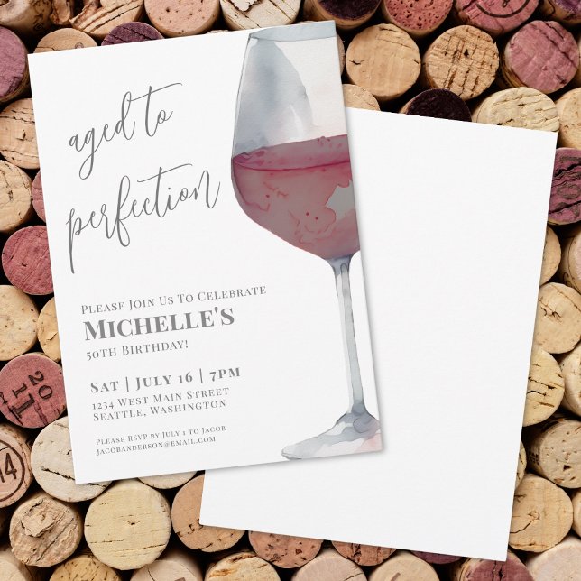 Invitation Fête d'anniversaire des 50 ans Wine Simple Fifty (Wine Simple Ffity 50th Birthday Party Invitation)