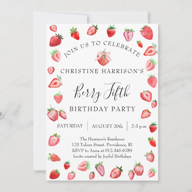 Invitation Fête d'anniversaire des 5 ans de Berry 5ème annive (Devant)