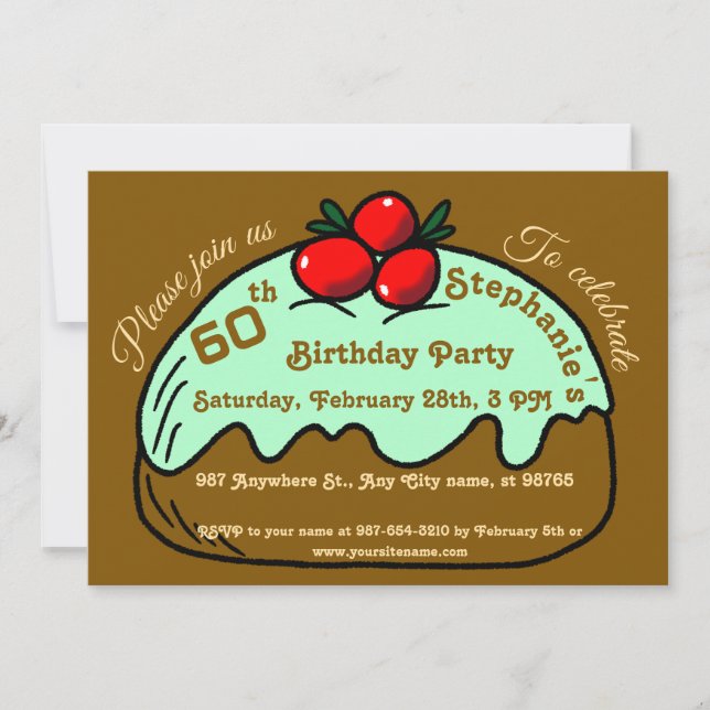 Invitation Fête d'anniversaire des 60 ans de Brown Dessert do (Devant)