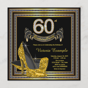 Invitation Fête d'anniversaire des 60 ans de femme en talons 