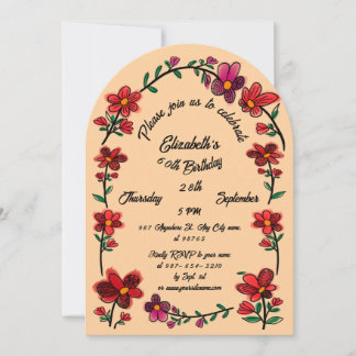 Invitation Fête d'anniversaire des 60 ans de Peach - Dessin f