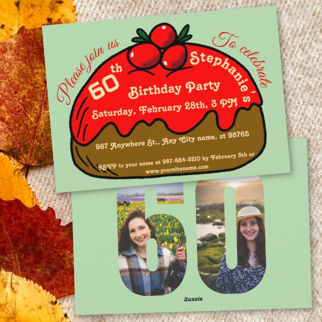 Invitation Fête d'anniversaire des 60 ans de Strawberry Choco (Créateur téléchargé)