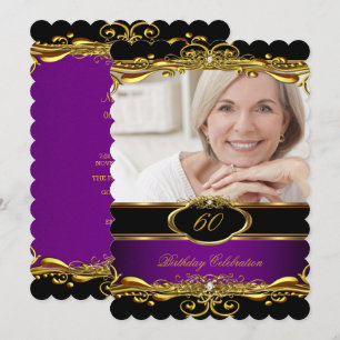 Invitation Fête d'anniversaire des 60 ans élégante prune pour