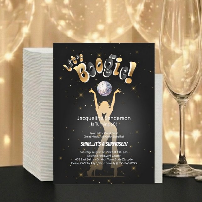 Invitation Fête d'anniversaire des 60 ans Gold Retro Boogie (Créateur téléchargé)