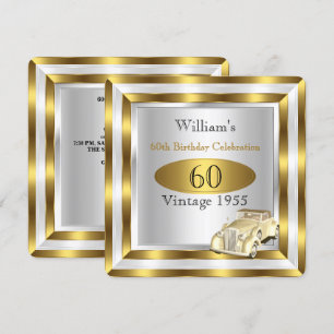 Invitation Fête d'anniversaire des 60 ans Homme Voiture Ancie