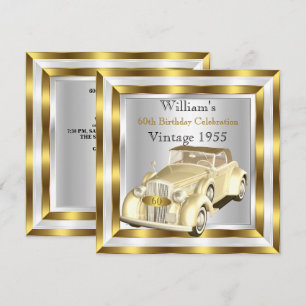 Invitation Fête d'anniversaire des 60 ans homme voiture vinta