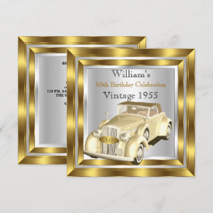 Invitation Fête d'anniversaire des 60 ans homme voiture vinta