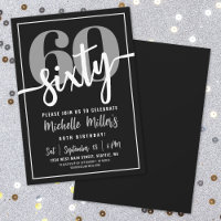 Fête d'anniversaire des 60 ans noir moderne