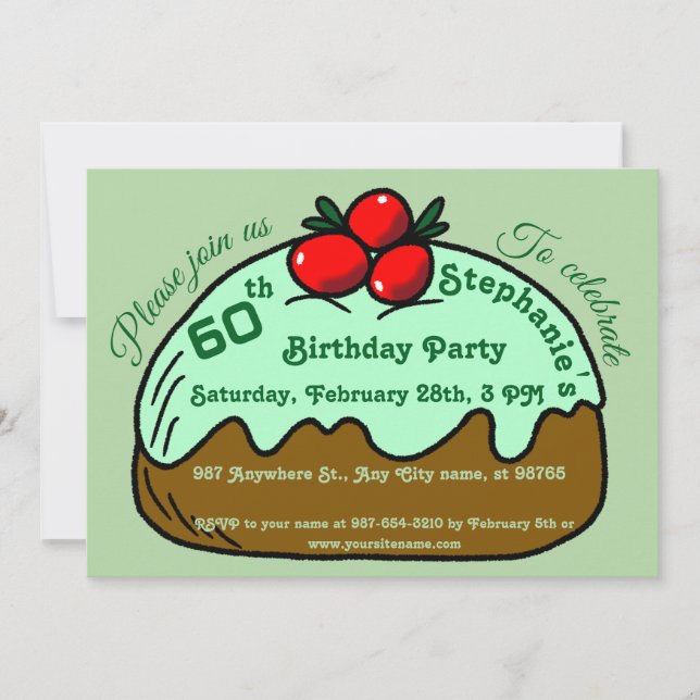 Invitation Fête d'anniversaire des 60 ans Pale Green Choco Do (Devant)