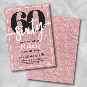 Invitation Fête d'anniversaire des 60 ans Rose Gold