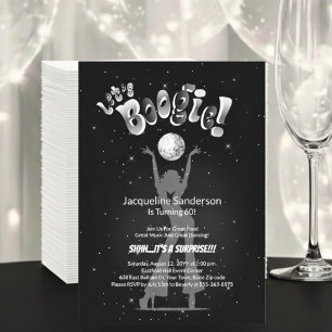 Invitation Fête d'anniversaire des 60 ans Silver Retro Boogie