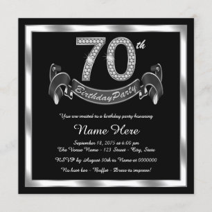 Invitation Fête d'anniversaire des 70 ans argentée