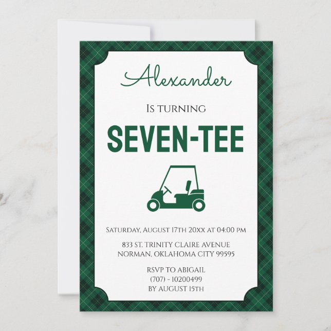Invitation Fête d'anniversaire des 70 ans de Green Gingham Go (Devant)