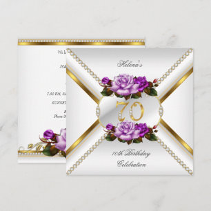 Invitation Fête d'anniversaire des 70 ans de la femme Rose li