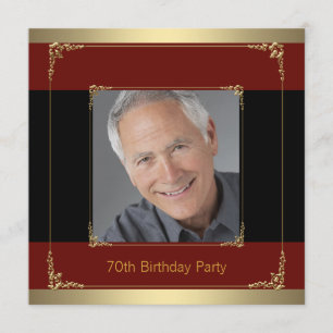 Invitation Fête d'anniversaire des 70 ans élégante rouge, noi