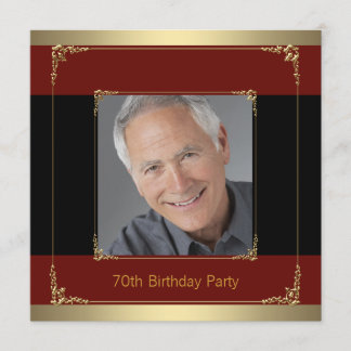 Invitation Fête d'anniversaire des 70 ans élégante rouge, noi