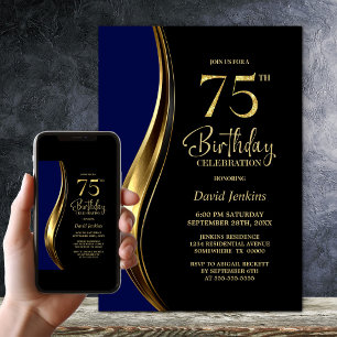 Invitation Fête d'anniversaire des 75 ans de Black Gold Blue
