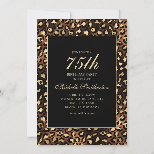 Invitation Fête d'anniversaire des 75 ans de la Panthère noir (Devant)