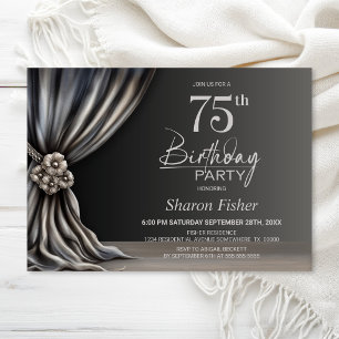 Invitation Fête d'anniversaire des 75 ans Rideau Élégant Arge