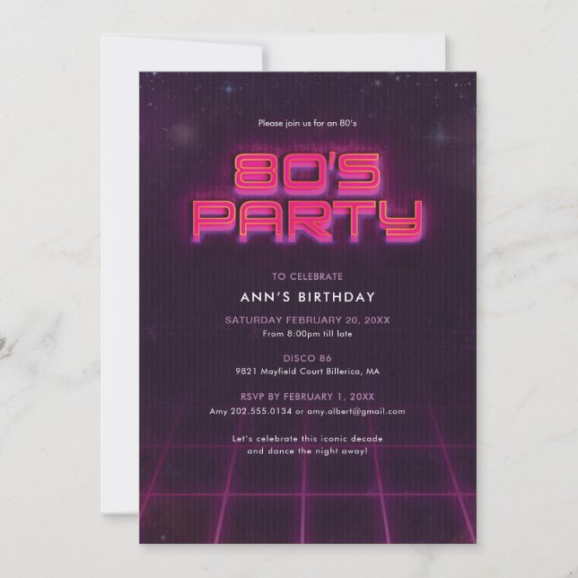 Invitation Fête d'anniversaire des 80 ans (Devant)