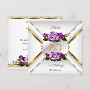 Invitation Fête d'anniversaire des 80 ans de la femme Roses l