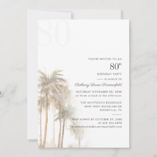 Invitation Fête d'anniversaire des 80 ans des palmiers aquare