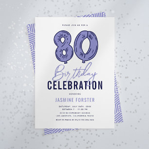 Invitation Fête d'anniversaire des 80 ans en bleu