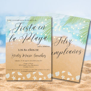 Invitation Fête d'anniversaire des 80 ans sur la plage de pal