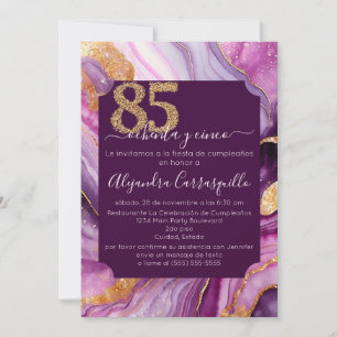 Invitation Fête d'anniversaire des 85 ans en Agate Rose Belle