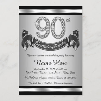 Invitation Fête d'anniversaire des 90 ans d'argent