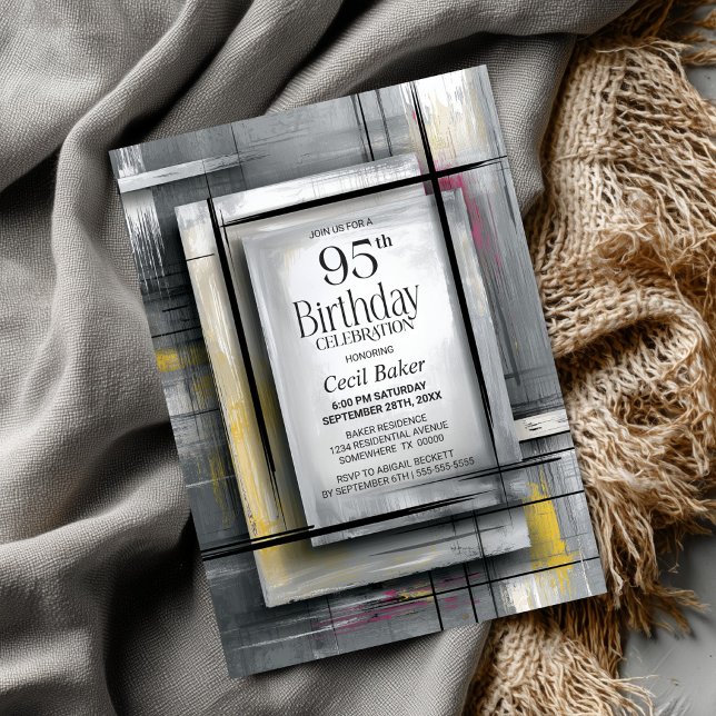 Invitation Fête d'anniversaire des 95 ans de Modern Grey (Créateur téléchargé)