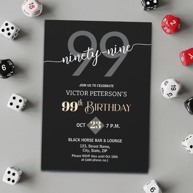 Invitation Fête d'anniversaire des 99 ans des hommes minimali (Créateur téléchargé)